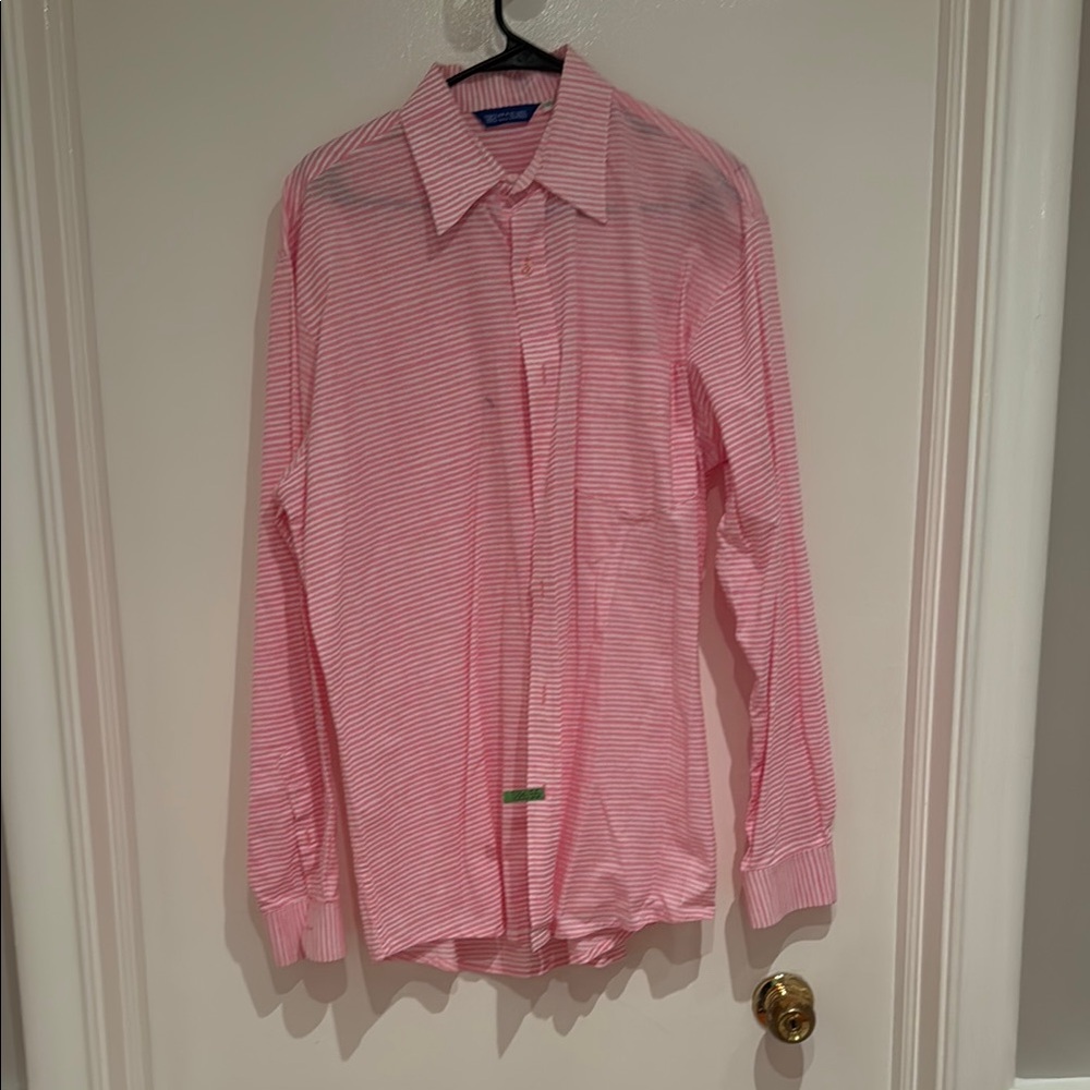 Three Islands Men's Pink Striped Shirt